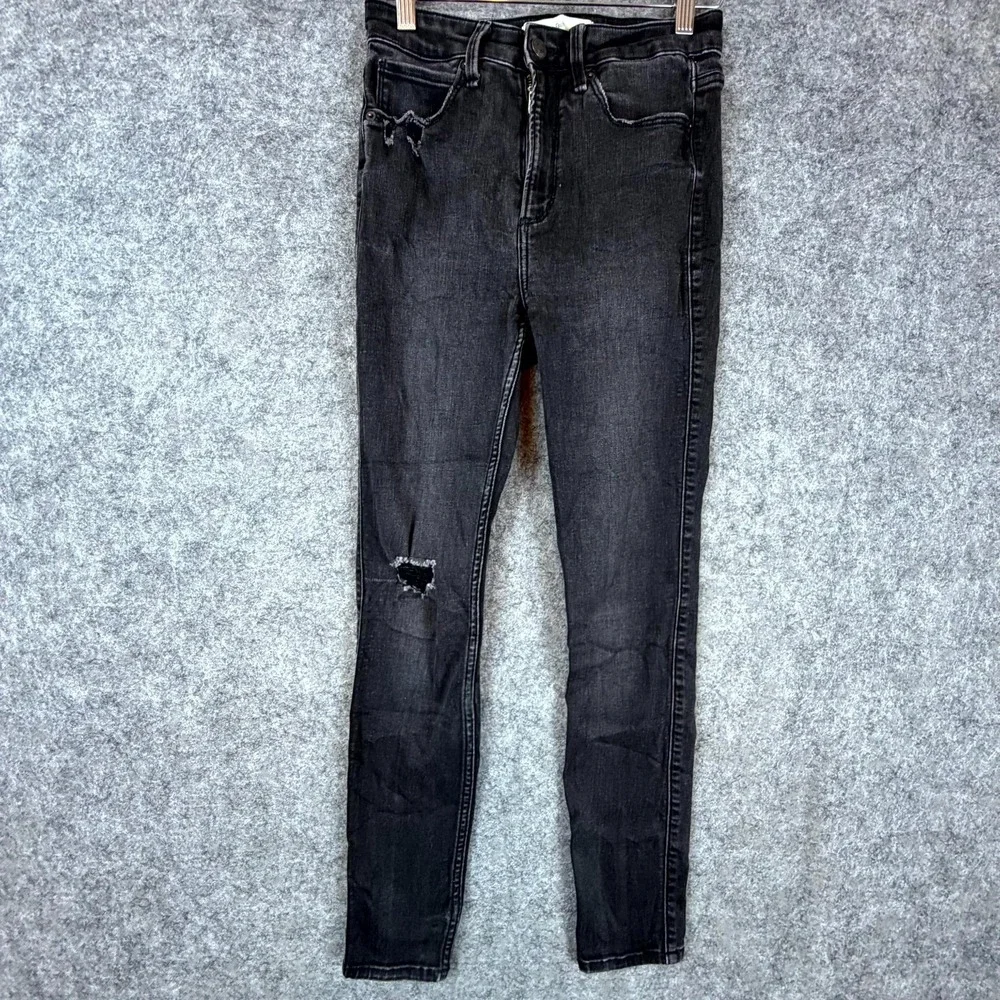 Abercrombie &‎ Fitch Super Skinny Jeans Womens 26/2s Black Distressed Skater